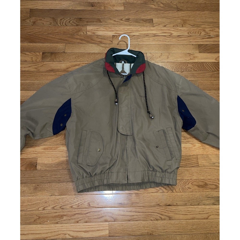 VTG 90's Winner Mate Castrol Oil Sportswear Jacket Tan W/ Blue | Size large|